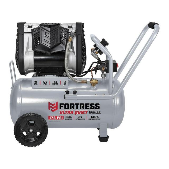 10 Gallon 175 PSI Ultra Quiet Horizontal Shop/Auto Air Compressor