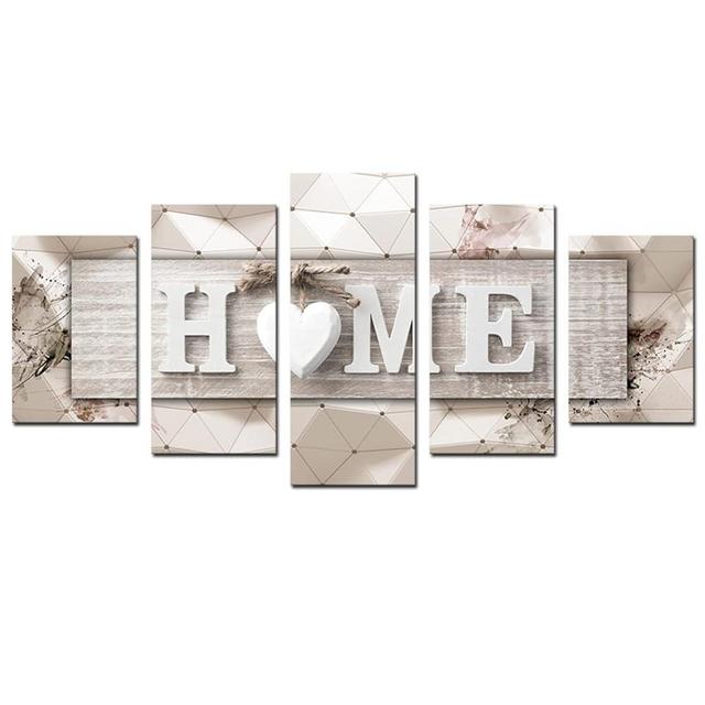 AWLXPHY Decor Home Sign Canvas Wall Art for Living Room Decoration Framed Print Painting 5 Panels Modern Still Life Love Stretched Artwork Giclee Wedding Gift (Yellow, W40 x H20)