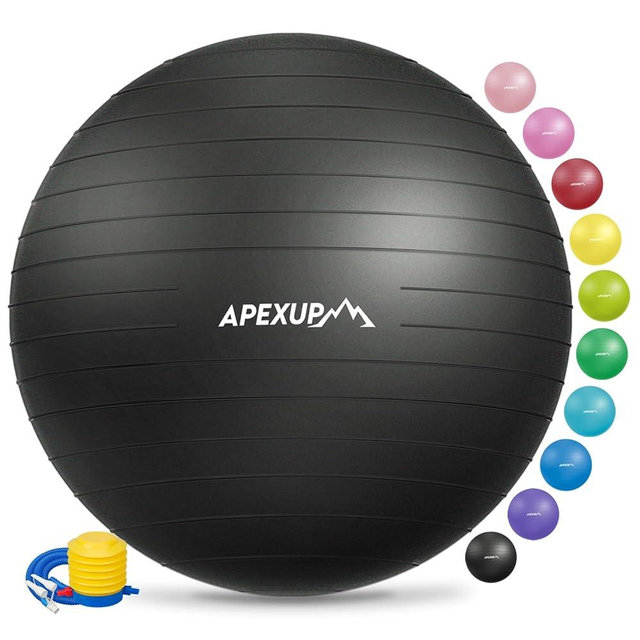 APEXUP Yoga Ball Exercise Ball, Pilates Ball, Anti Slip Stability Ball, Heavy Duty Gym Ball for Fitness, Balance, Core Workout, Physical Therapy