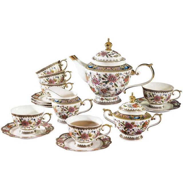 ACMLIFE Fine Bone China Tea Set for British Vintage Adults Women's Afternoon Tea Party or Gift Giving