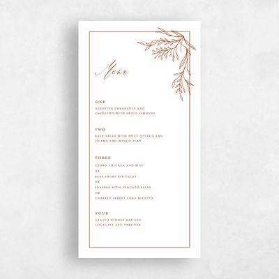 Dark Rust, Orange Wedding Menu - Bellevue