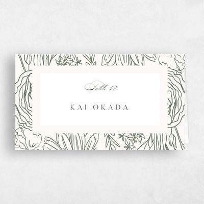 Grayed Hunter, Green Wedding Place Card - Corentine