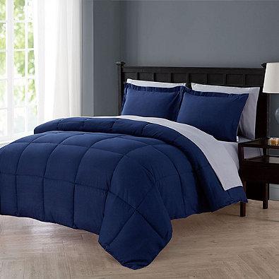 VCNY Home Lincoln 7-Piece Queen Down Alternative Comforter Set in Navy