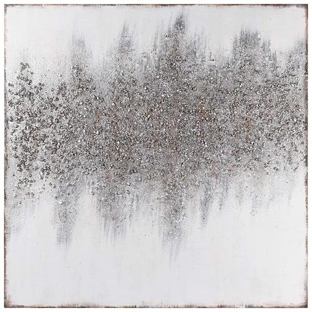 Empire Art Direct Golden Dust Abstract Wall Art Textured Metallic Hand Painted Canvas by Martin Edwards Ready to Hang,Living Room, Bedroom ＆ Office, 48 in. x 1.5 in. x 48 in, Silver