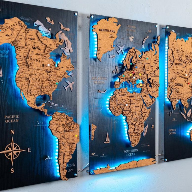 Cork Push Pin Travel Map