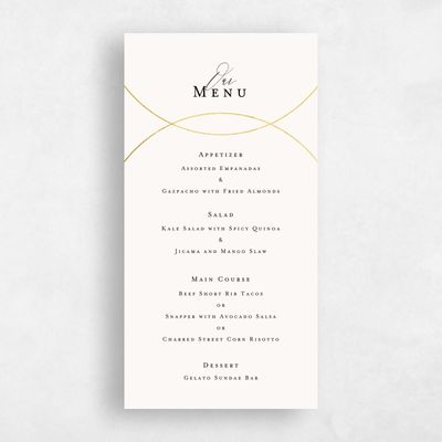 Beige Fall Wedding Menu - Paltz Foil