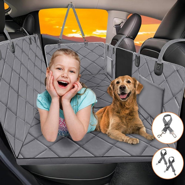 ROUWINNE Back Seat Extender for Dogs-Large Space, Dog Car Seat Cover Hard Bottom Holds 400lbs, Sturdy Backseat Extender for Dogs, Waterproof Dog Hammock for Car Protector for Car, SUV, Truck