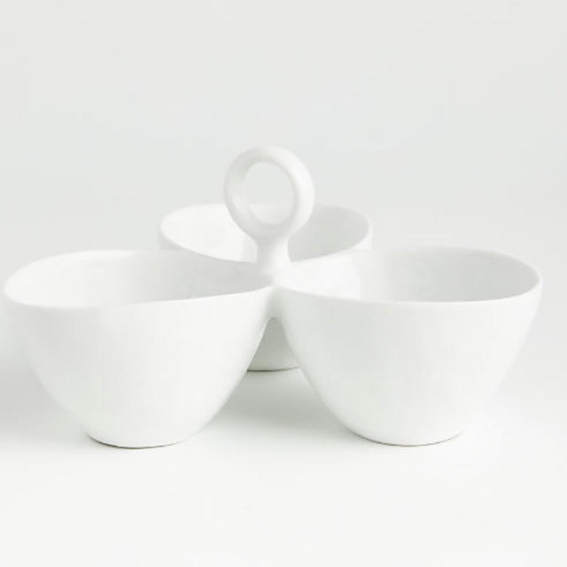 Mercer White Porcelain 3-Part Divided Server