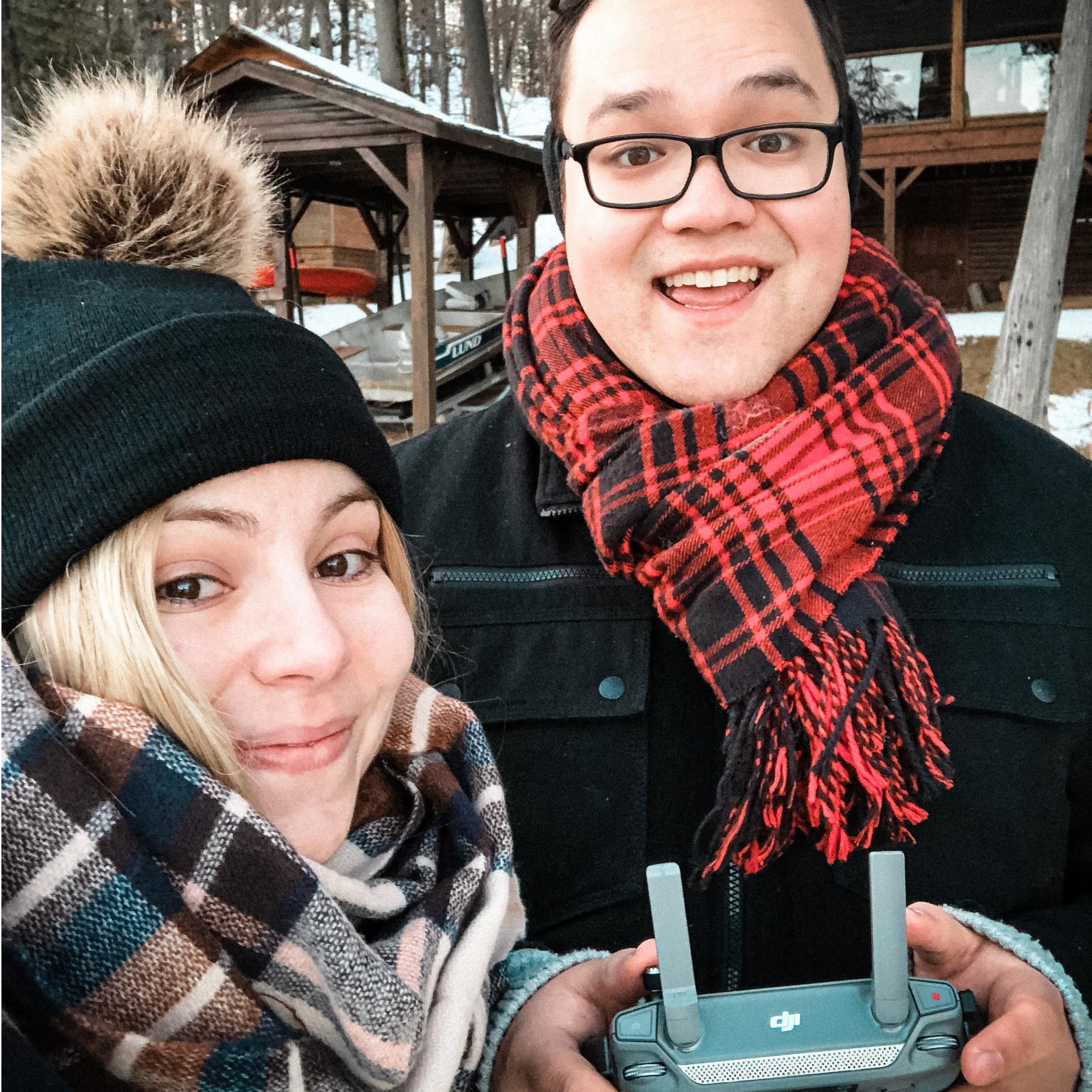 Winter drone flying together up at the cottage!