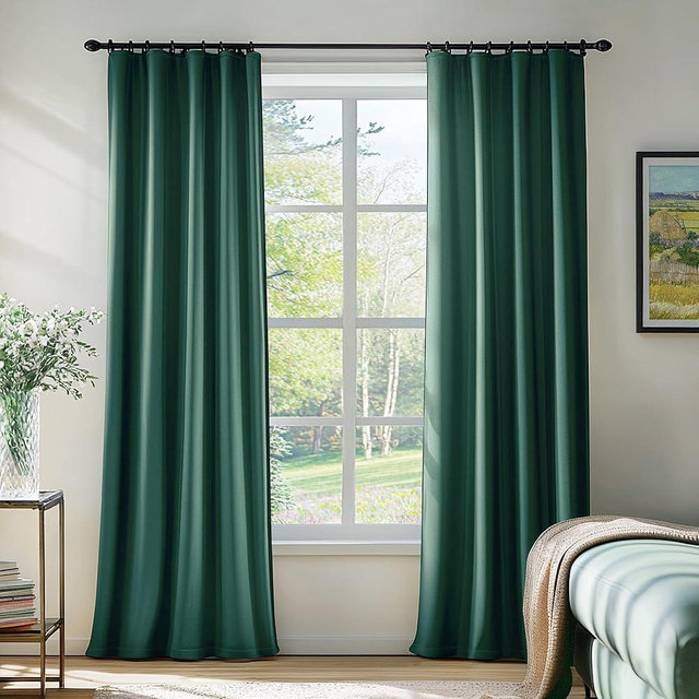 FMFUNCTEX Velvet Curtains Emerald Green Thermal Insulated Curtain for Bedroom Living Room Darkening Curtains 108 Inches Long Soft Luxury Heavy Rod Pocket Window Treatments Drapes 2 Panels Set