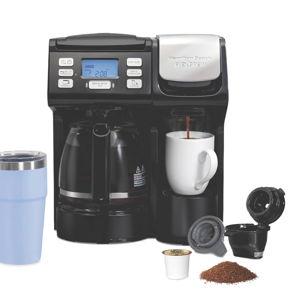 Hamilton Beach FlexBrew Trio 2-Way Coffee Maker, Compatible with K-Cup Pods or Grounds, Combo, Single Serve & Full 12c Pot, Black - Fast Brewing (49902)