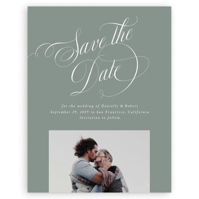 Deep Sage, Green Wedding Digital Save the Date - Hunter Portrait