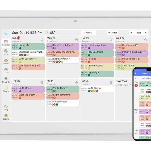 Digital Calendar 10.1 Inch Wall Planner Touch Screen WiFi Smart Electronic Planner with Third-Party Calendar Sync, Chore Tracker, Meal Plan Family Digital Picture Frame Gift for Mom Women wall calendar 2026