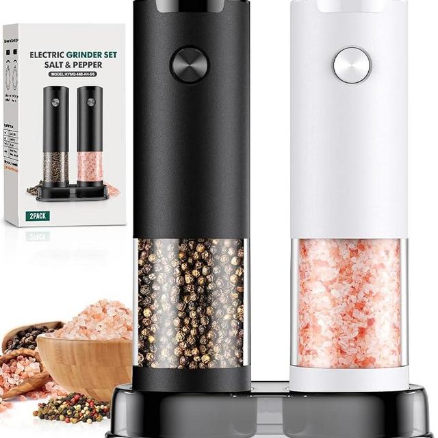Electric Salt and Pepper Grinder Set Automatic Grinder for Kitchen Battery Pepper Mill Shakers Adjustable Coarseness Upgraded Larger Capacity with Led Christmas Gifts for Women