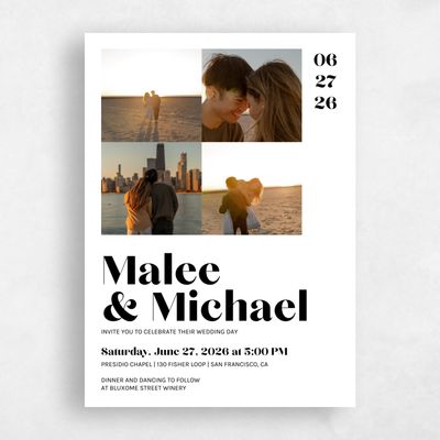 White Wedding Invitation - Vitale Multiphoto
