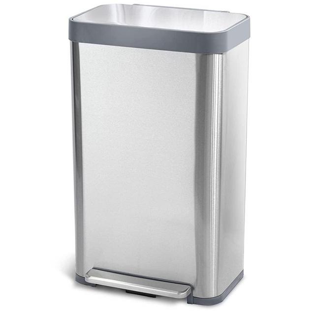 Home Zone Living 18.5 Gallon Kitchen Trash Can, Tall Stainless Steel Body Design, 70 Liter Capacity, Silver