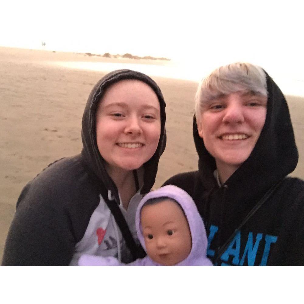 I had my fake baby from school and you decided it would be a good idea to take him to the beach because it would be "funny".