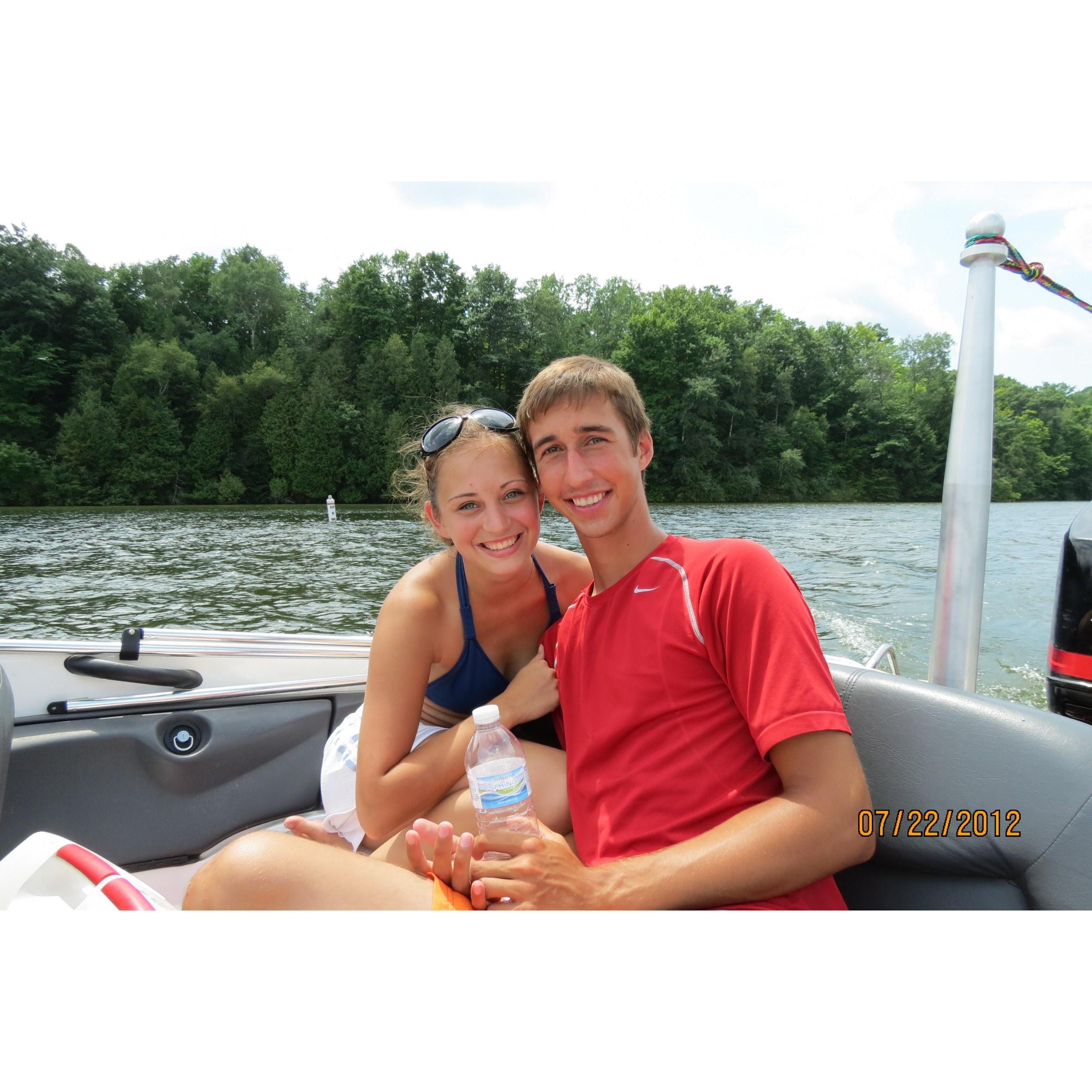 On Amber's family's boat during Alex's first time joining the annual Fox family trip to Brower Park.