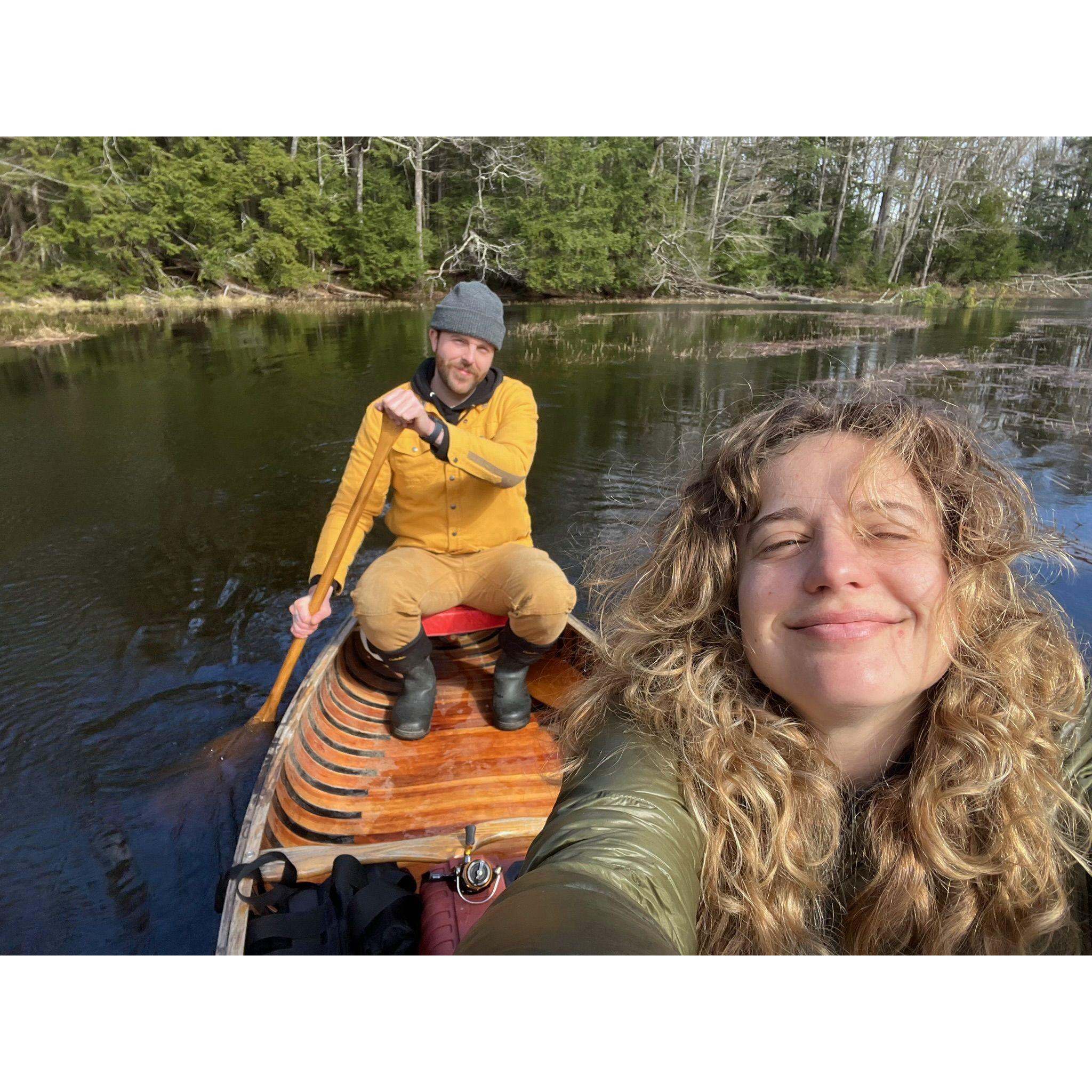 Our first paddle after moving into the new home in Windham, ME next to Highland Lake and Sebago Lake