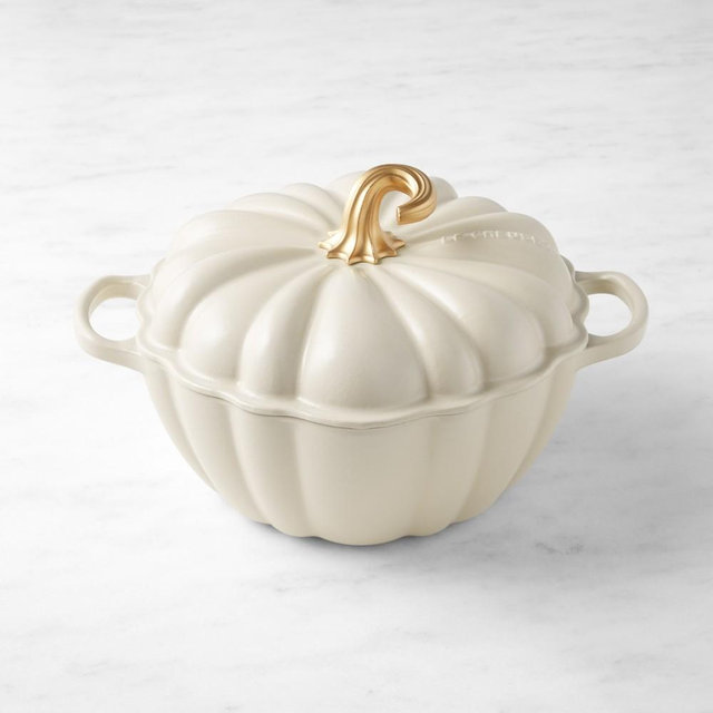 Le Creuset Enameled Cast Iron Pumpkin Cocotte, 4-Qt., Brioche with Brass Knob