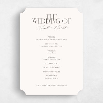 Beige Ticket Wedding Program - Aion