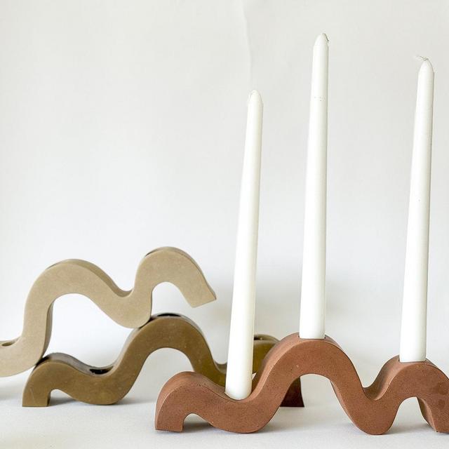Handcrafted Triple Candle Holder, Modern Wavy Design, Centerpiece Decor Piece, Table Decor, Handmade Candle Holder