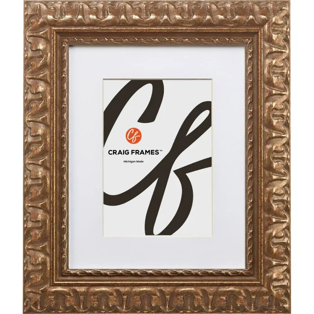 Craig Frames Bravado Ornate 10x12 inch Antique Bronze Single Image Picture Frame Matted for an 8x10 Photo