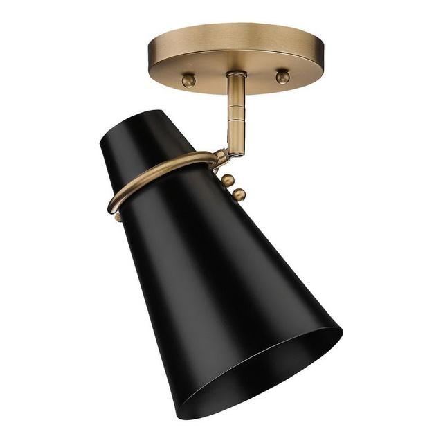 Reeva 7 in. 1-Light Modern Brass Semi-Flush Mount by Golden Lighting