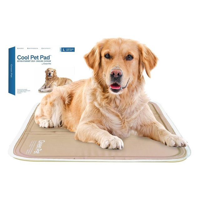 The Green Pet Shop Cool Pet Pad - Large, Latte- Self-Cooling, Pressure Activated Mat for Dogs & Cats from 46-80 lbs - Non-Toxic Gel, No Water Needed