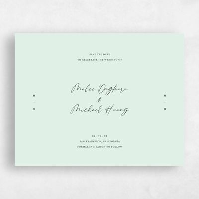 Green Typography Wedding Save the Date - Ivor Landscape