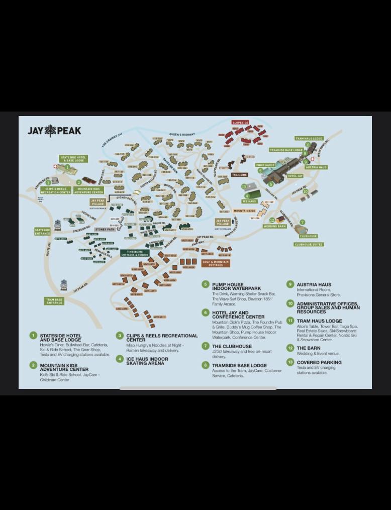 Jay Peak Resort Map: can be emailed upon request