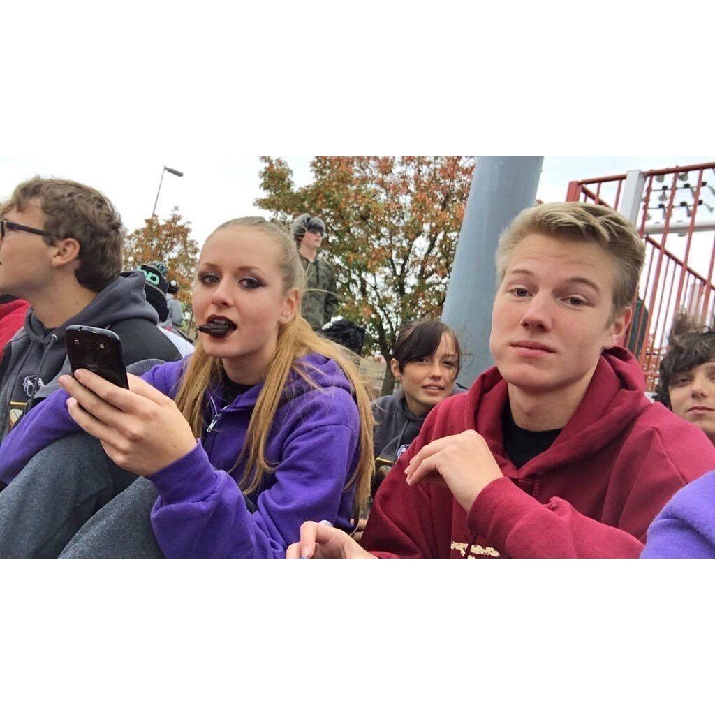 The first picture taken of Rhi & G together ever. This is before they began dating at a marching band competition where Rhiannon is kind enough to be sharing her Oreos with Garrett (lucky him) - 2015