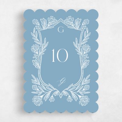 Blue Scalloped Wedding Table Number - Willowbrook
