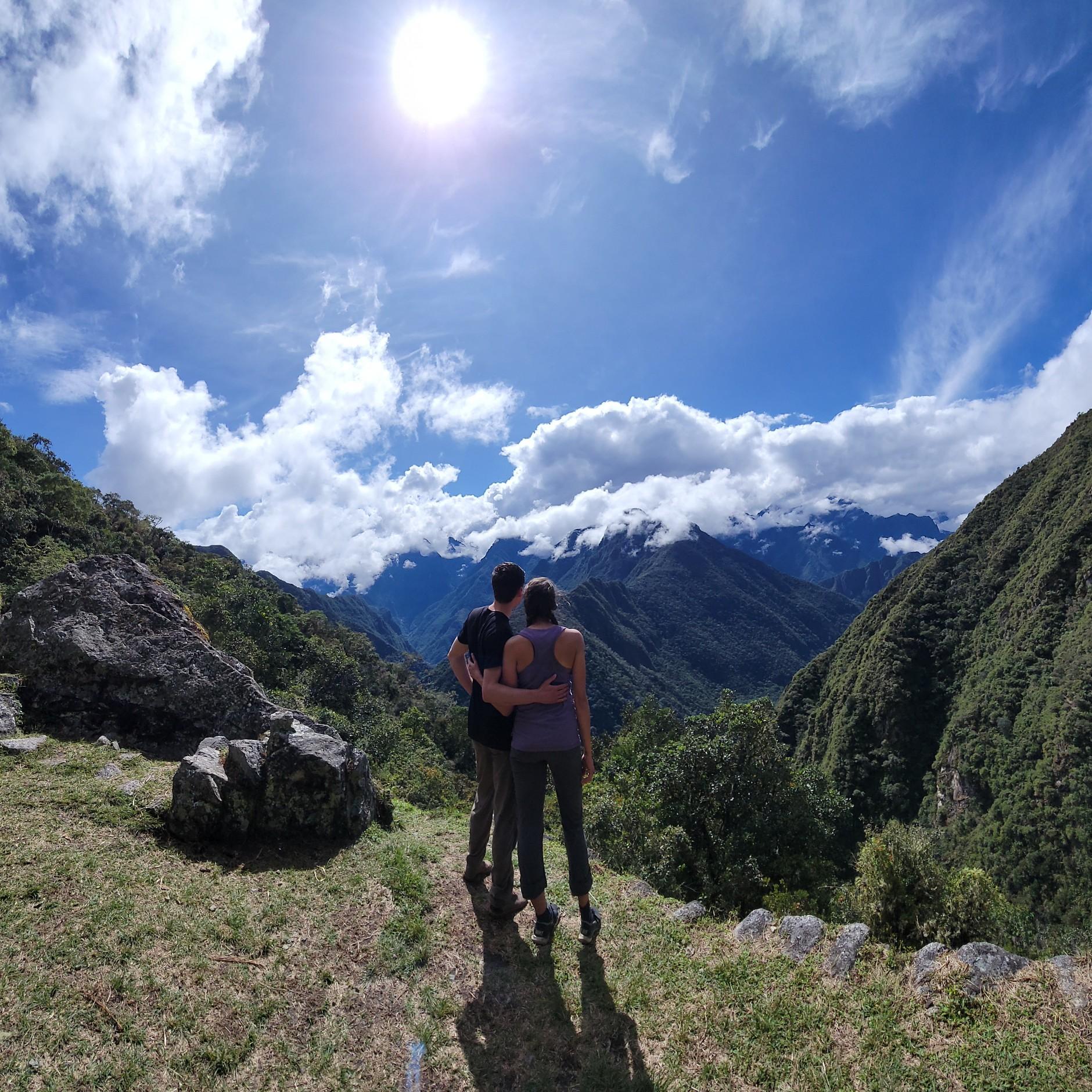Hiking to Machu Picchu.