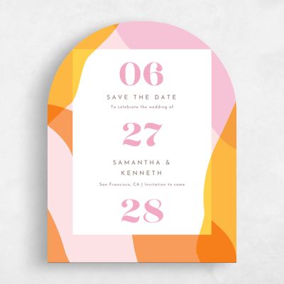 Pink Arch Wedding Save the Date - Everly Portrait