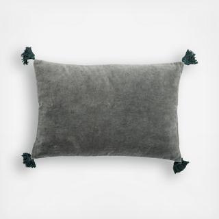 Green Cotton Pillow with Tassels