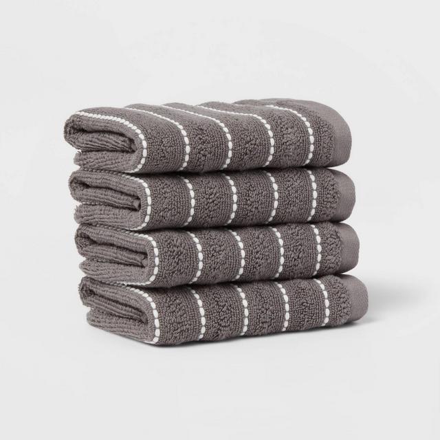 Performance Plus Washcloths Dark Gray Striped - Threshold™