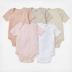 Burt's Bees Baby Basics Short Sleeve Bodysuit, Set of 5