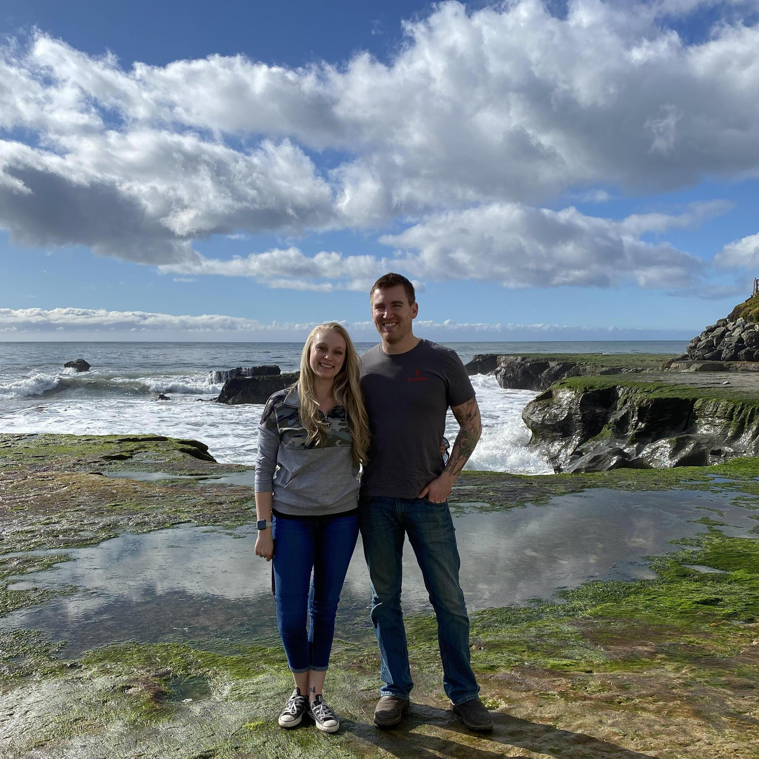 Us enjoying Becca's favorite spot on one of our trips back to Santa Cruz, CA.