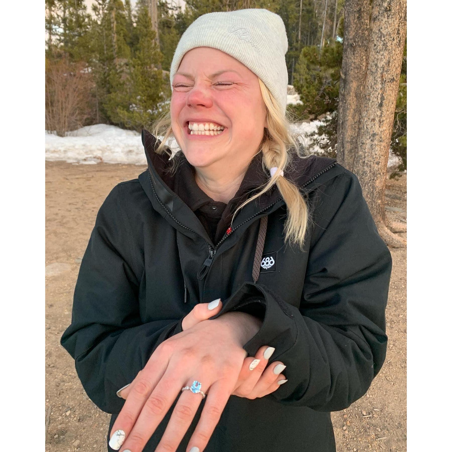 Pure joy and shock after the proposal