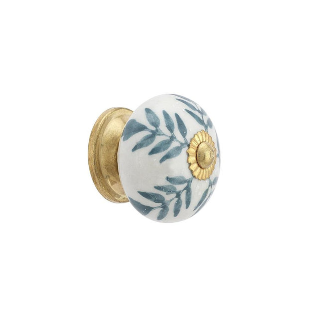 Rasiya Art Cabinet Knobs for Dresser Drawers - Countryside Boho Handmade Ceramic Handle Kitchen Cabinets Cupboard Wardrobe Pulls Farmhouse Decor - Grey Bale - Pack of 4