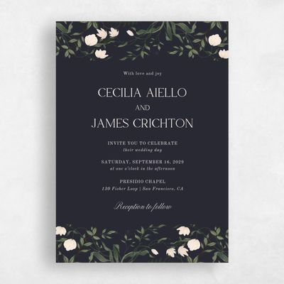 Ebony, Black Wedding Invitation - Oiseau Classic