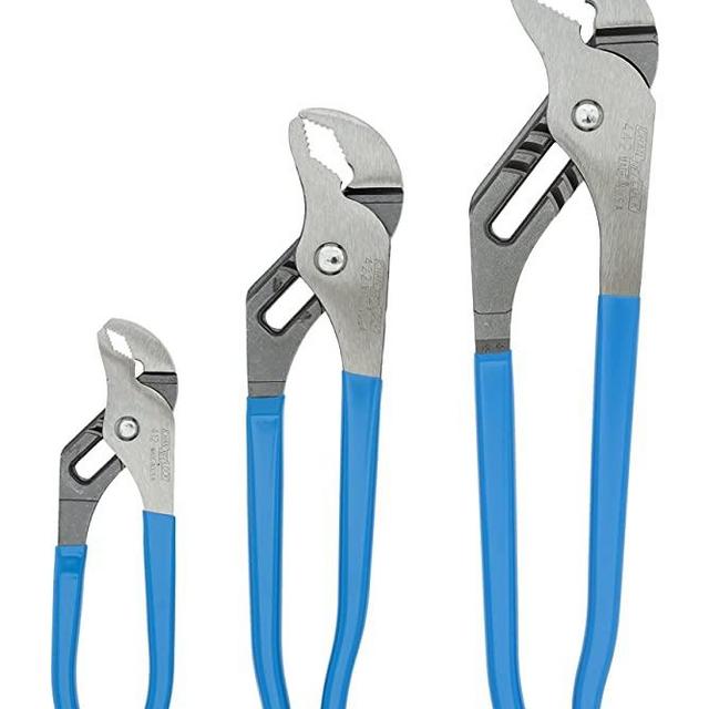 Channellock VJ-3 Tongue and Groove Plier Set,Dipped,3Pcs. Blue, 6.5", 9.5", 12"