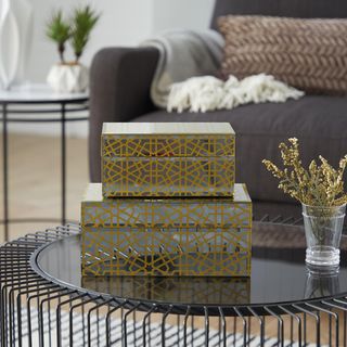 2-Piece Golden Glam Hexagon Printed Box Set