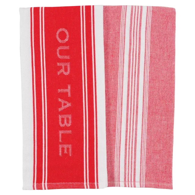 Our Table™ Banded Logo Kitchen Towels in Red (Set of 2)