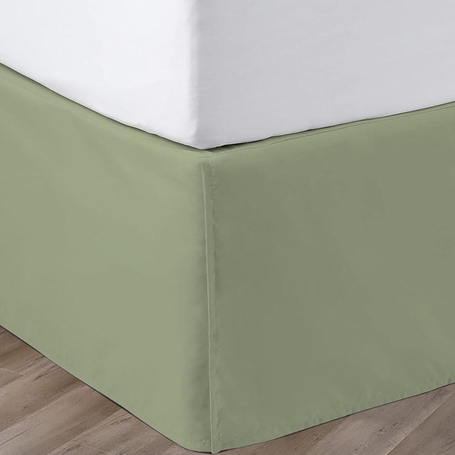 SGI bedding 18 Inch Drop Bed Skirt California King Size with Platform to Stay in Place Elegant Pleated Design with Split Corners Wrinkle Resistant Fabric for Modern and Stylish Look - Sage
