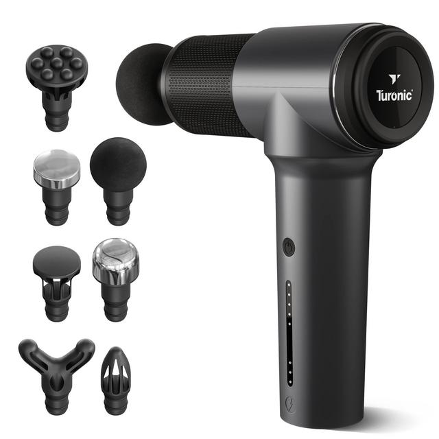 Turonic GM5 Massage Gun - Deep Tissue Massager for Muscle Relax Pain Relief (Foot, Back, Neck, Shoulder, Leg, Calf) - 5 Speeds, 7 Massage Heads - Quiet Electric Handheld Percussion Massage Gun