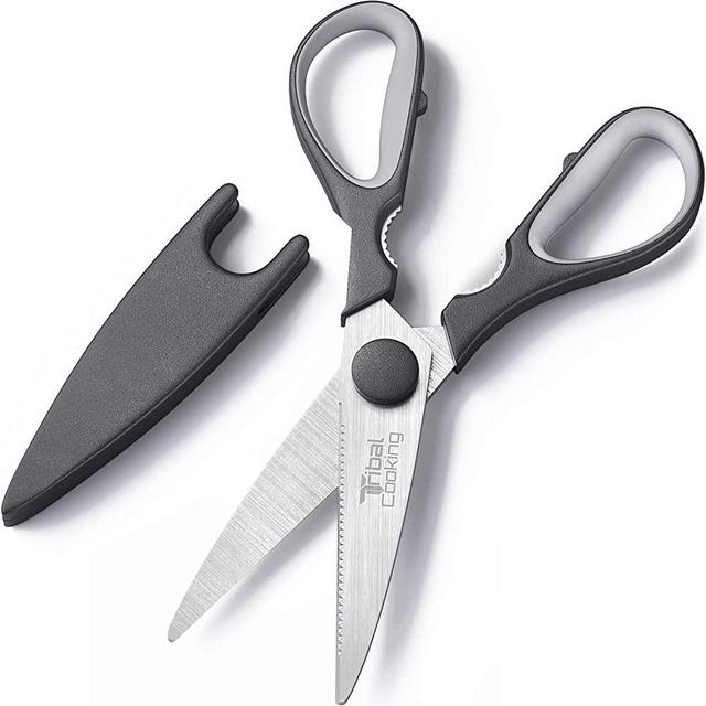 Stainless Kitchen Scissors Heavy Duty – Professional Kitchen Shears Stainless Steel with Micro-Serrated Edge – Rust-Resistant Food Scissors Dishwasher Safe – Nonslip, Ergonomic Comfort Grip