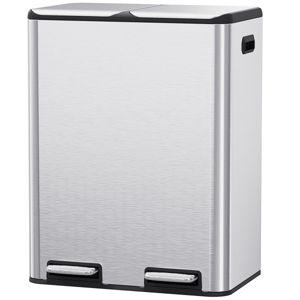 Pirecart 16 Gal Dual Kitchen Trash Can, Stainless Steel Garbage Bin, Recycle Waste Dustbin, W/2 Built-In Box For Odor Control, Soft-Close Lid,2 Buckets, Foot Pedal, Side Handle, For Home Office & Reviews | Wayfair