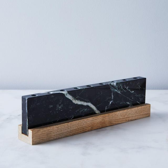 Vermont Green Marble & Walnut Menorah